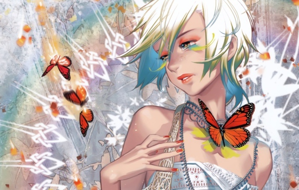 Аниме девочка с бабочками