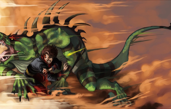 Борьба мальчика с зеленым драконом