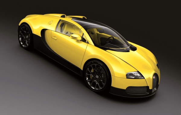 Желтый Bugatti Veyron 16.4 Grand Sport