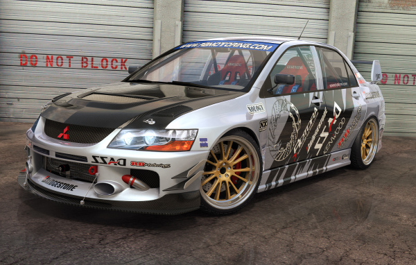 Красивый автомобиль Mitsubishi Lancer Evolution в Москве