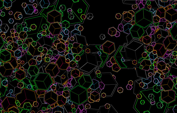 Черные обои с красочными фигурами