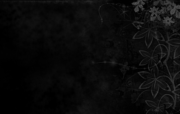 Цветочный орнамент на черных обоях