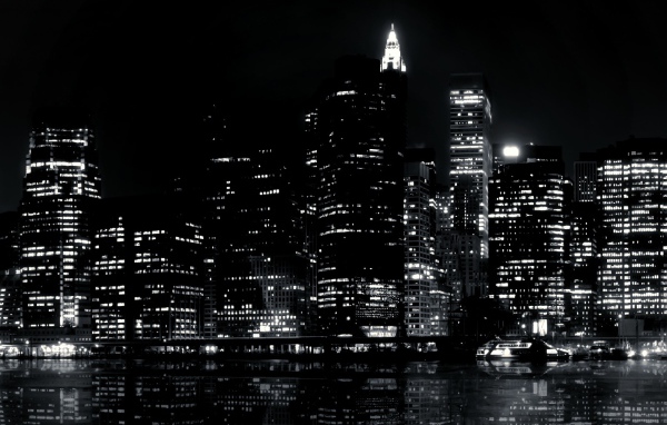 Ночные огни на черных обоях