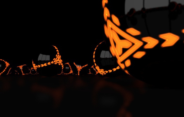 Оранжевые шары на черных обоях