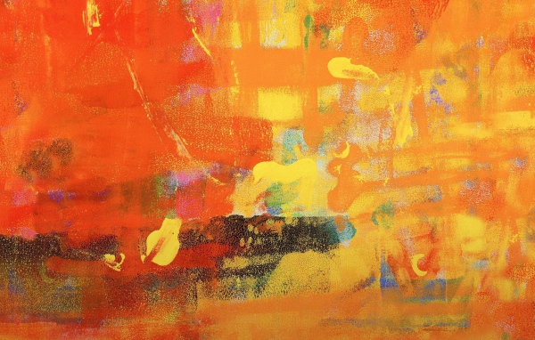 Желтые и оранжевые мазки краской