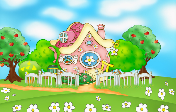 Красивый домик в мультфильме Смешарики