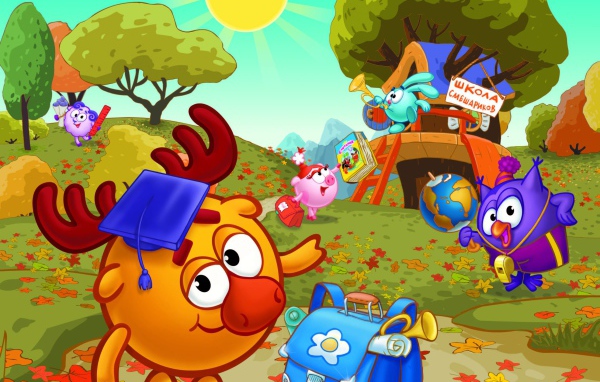 Сборы в школу в мультфильме Смешарики