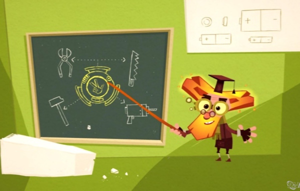 Фиксик показывает на чертеж