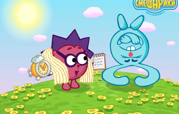 Ежик и Крош в мультфильме Смешарики