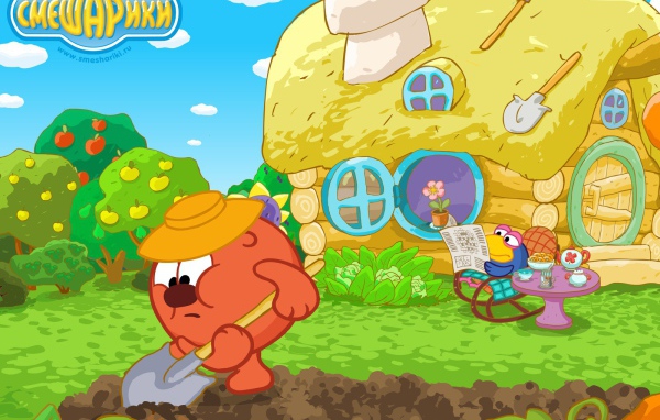 Копатыч в огороде в мультфильме Смешарики