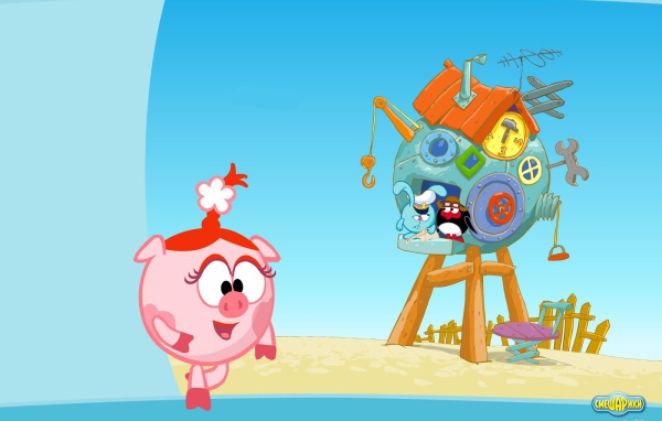 Нюша у своего дома в мультфильме Смешарики