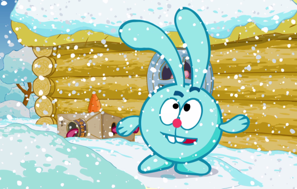 Снегопад в мультфильме Смешарики