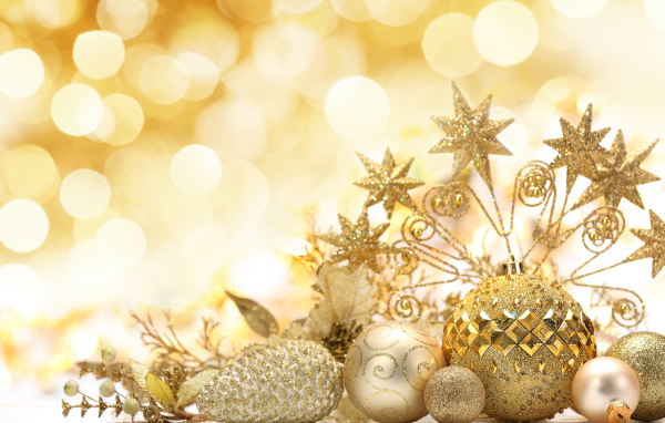Золотые шары и звезды