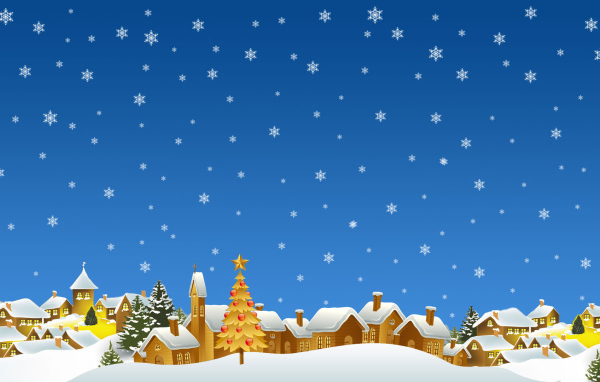 Снежная зима на Рождество