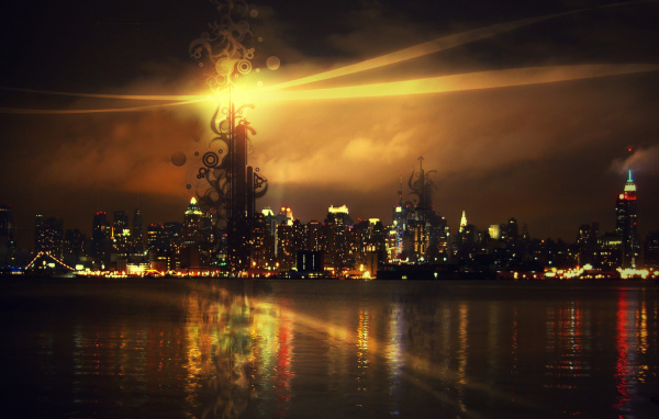 Городской пейзаж с рисунком