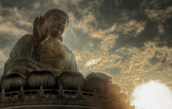 Buddha on a background of the sky