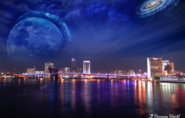 Ночной город в выдуманном мире