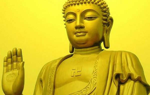 Golden Buddha held up a hand