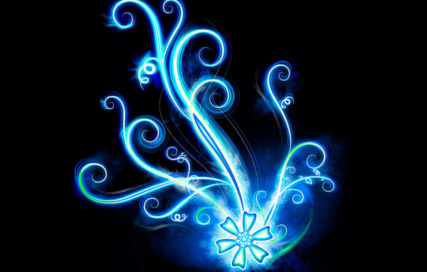 Неоновый векторный цветок