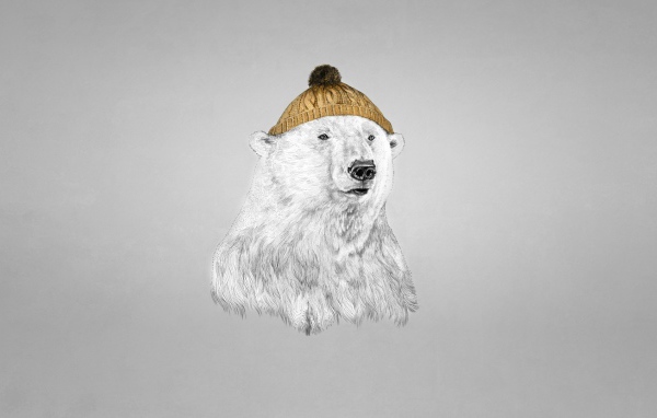 Белый медведь в шапке