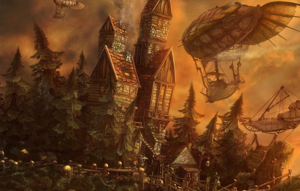 Технологии в лесу стимпанк