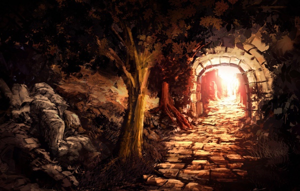 Каменная дорога через арку