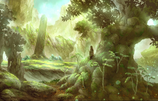 Девочка на большом дереве