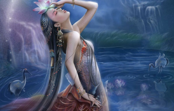 Девушка с лилией на голове