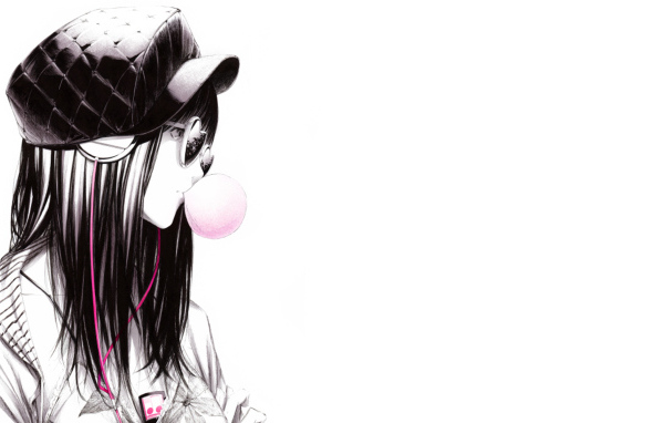 Девочка с наушниками и в кепке