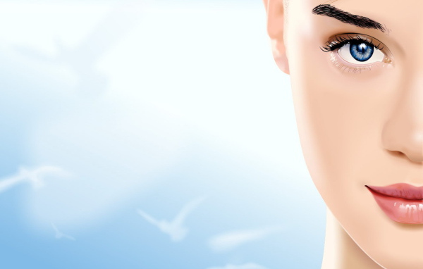 Лицо с синим глазом