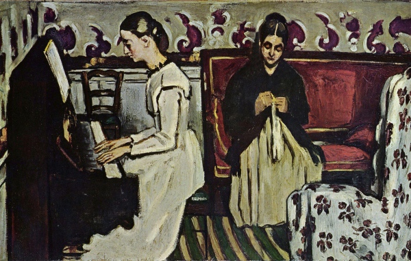 Картина Сезанна - Мать и дочь