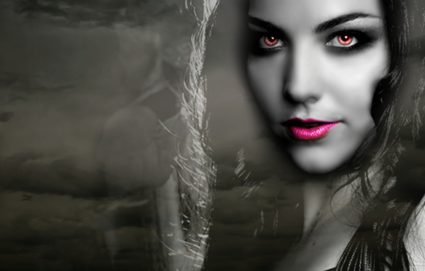 Брюнетка девушка вампир