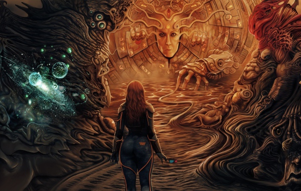 Фантастический рисунок на космическую тему