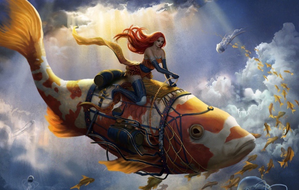 Девушка на рыбе