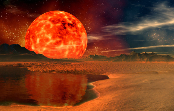 Большое солнце на горизонте