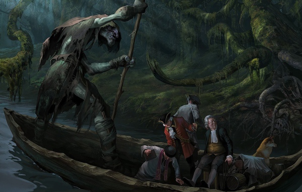 Великан и люди в лодке