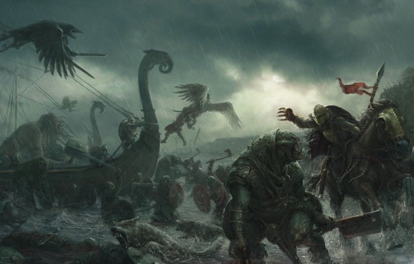 Vikings battle with monsters