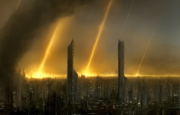 На город падают метеориты