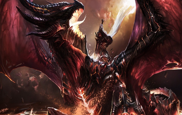 Воин убивает дракона