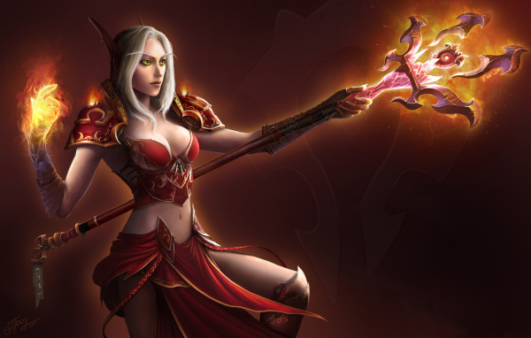 Эльфийка с магическим посохом