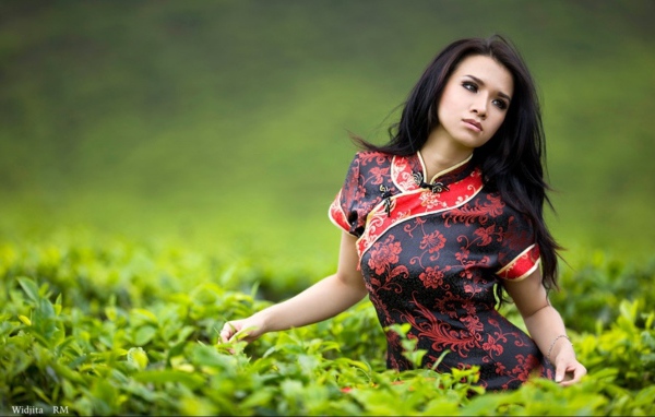 Девушка на чайной плантации