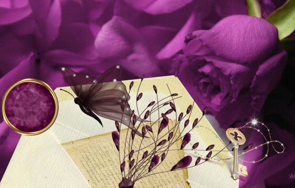 Фиолетовая роза, рисунок на восьмое марта