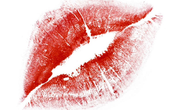 Отпечаток губ на День Святого Валентина 14 февраля