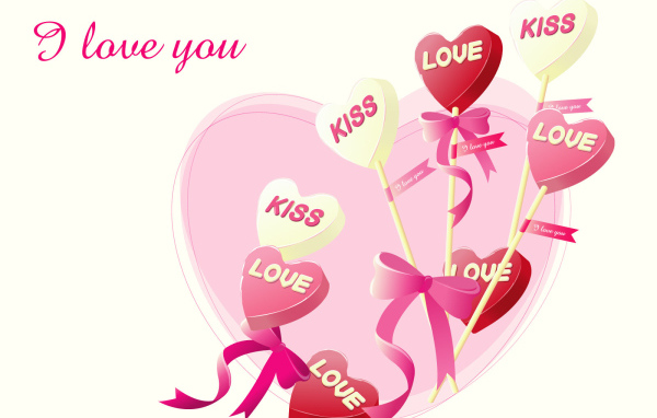 Розовые сердца леденцы на День Святого Валентина 14 февраля