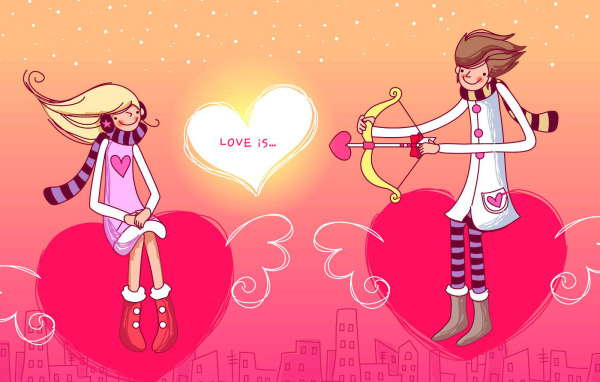 Сердечки с крыльями для влюбленных