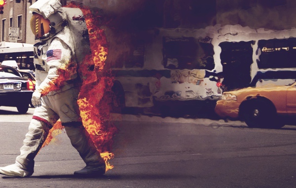 Пожарник на работе