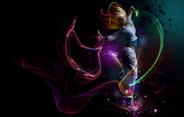 Танец среди линий света