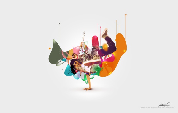 Парень танцует брейкданс