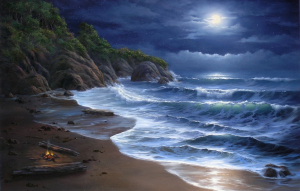 Костер на берегу моря