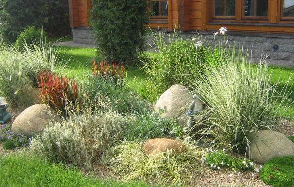 Красивая альпийская горка возле дома